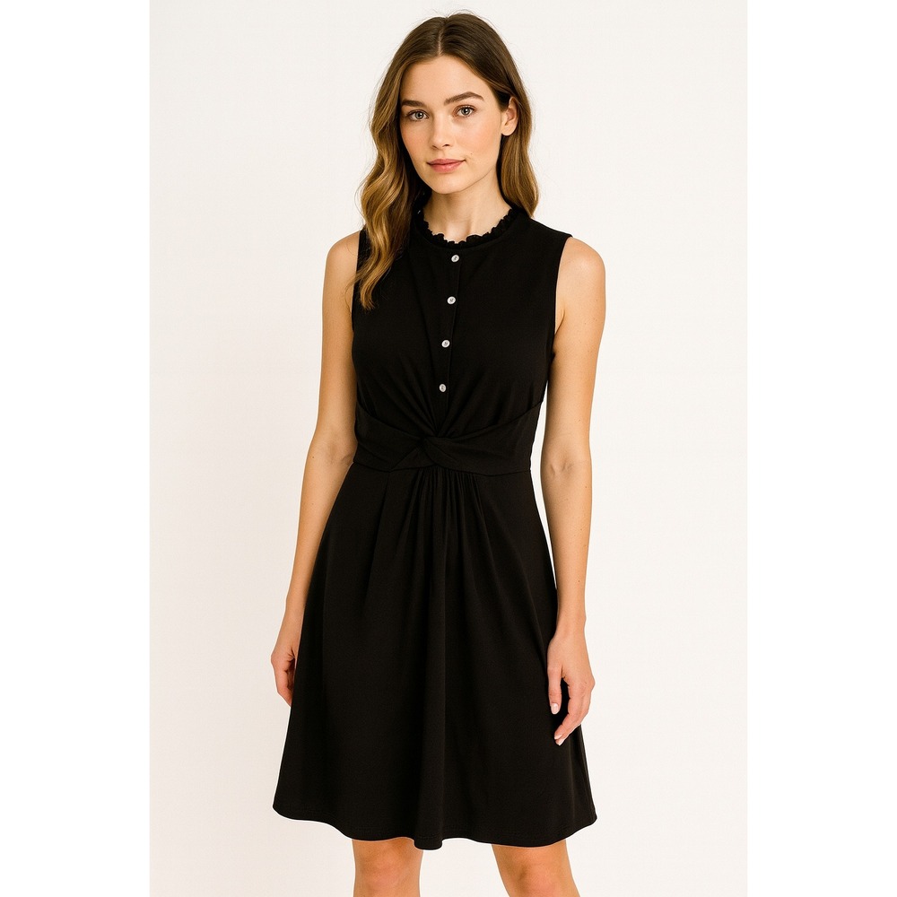 Rebecca Taylor Fit-n-Flare Sleeveless Shirt Dress Black Cotton Poplin Size‎ 2